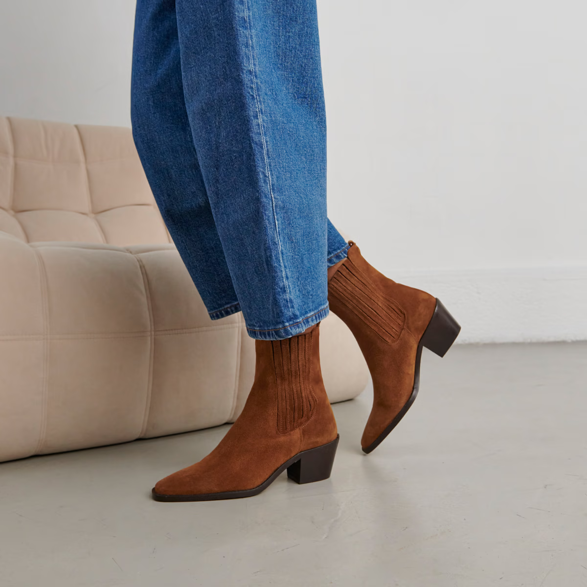 Bottines à talons et fronces