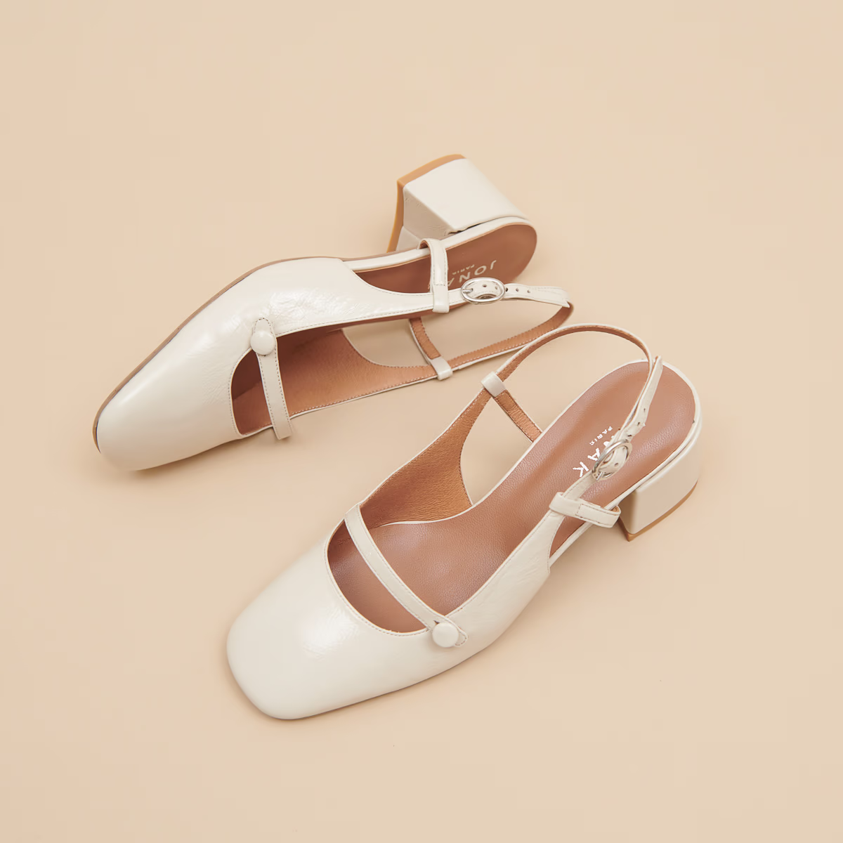 Slingbacks à talons et bouts carrés