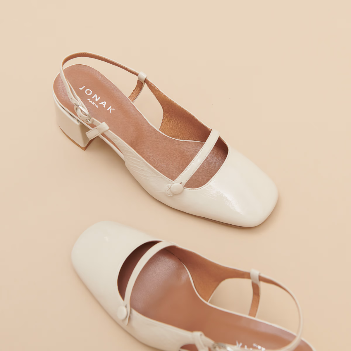 Slingbacks à talons et bouts carrés