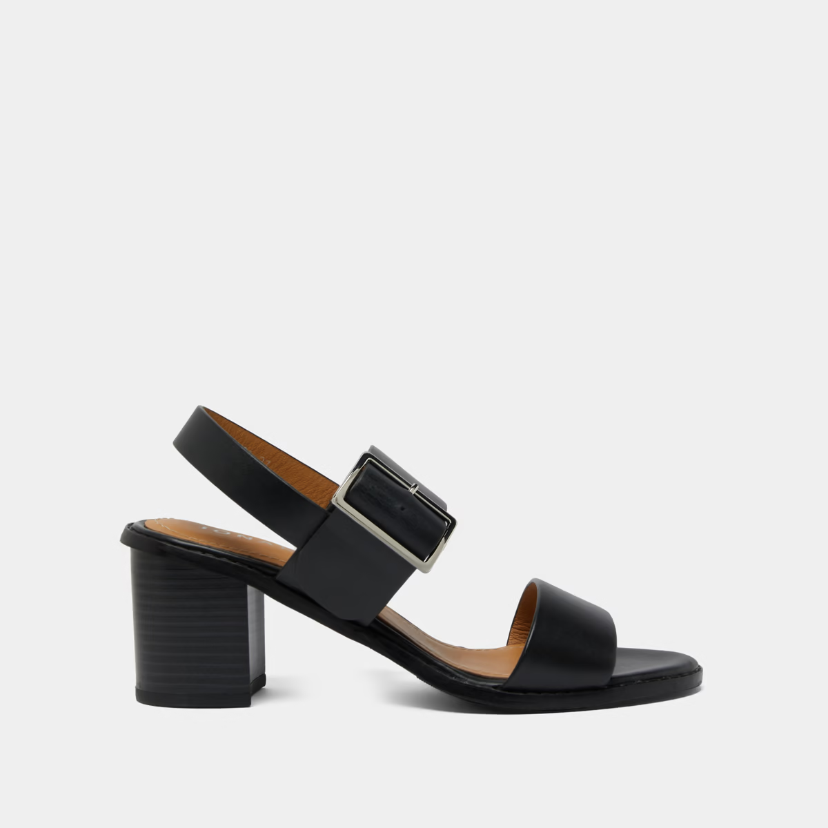 Sandales à talons et brides en cuir noir