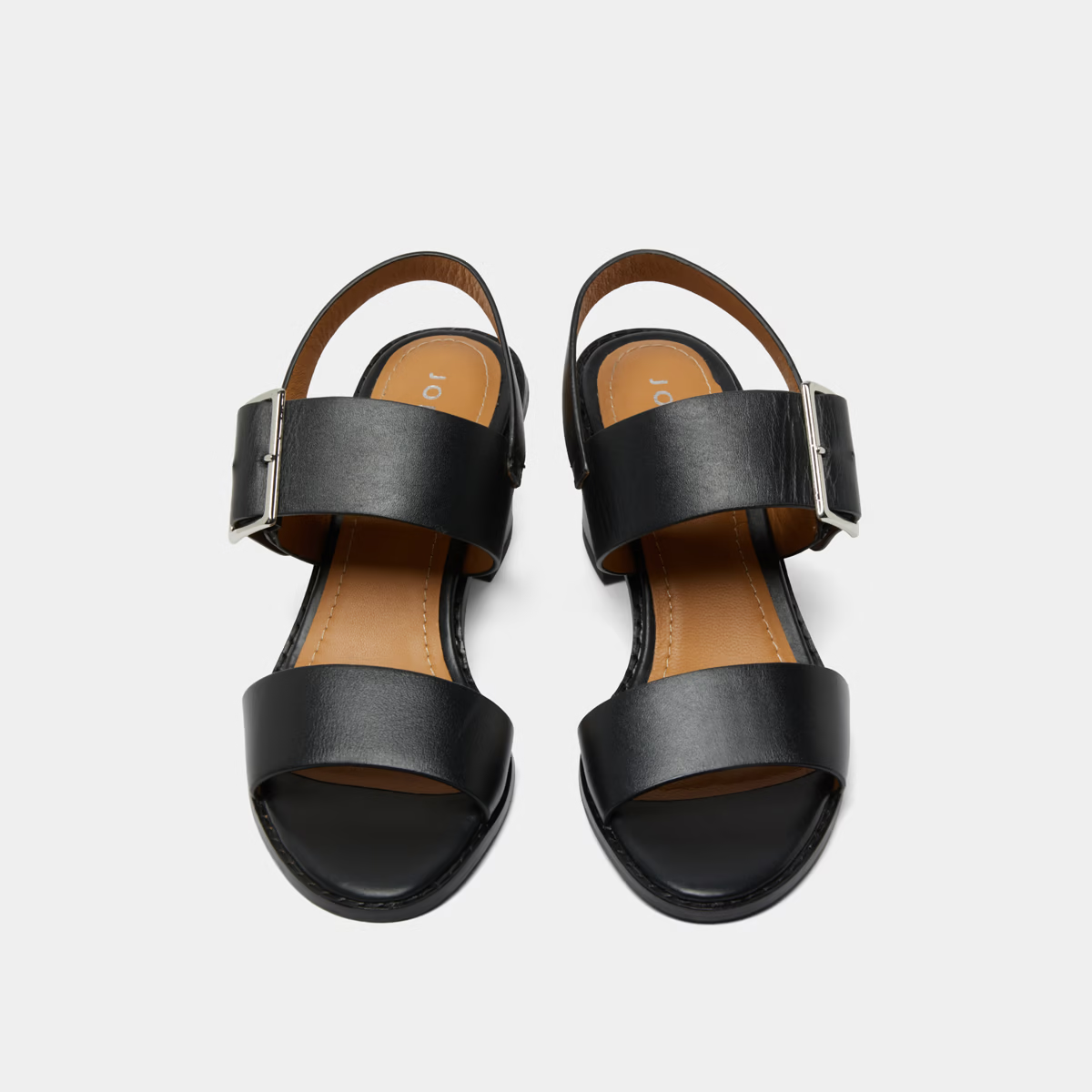 Sandales à talons et brides en cuir noir
