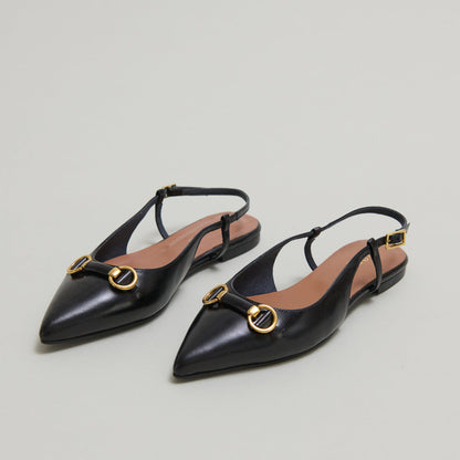 Ballerines slingbacks à bouts pointus et mors dorés