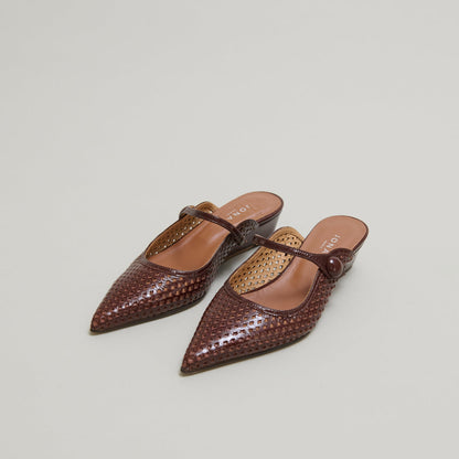 Mules compensées à bouts pointus