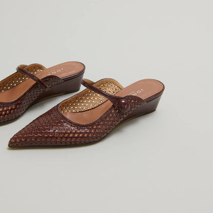 Mules compensées à bouts pointus