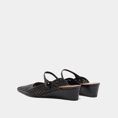 Mules compensées à bouts pointus