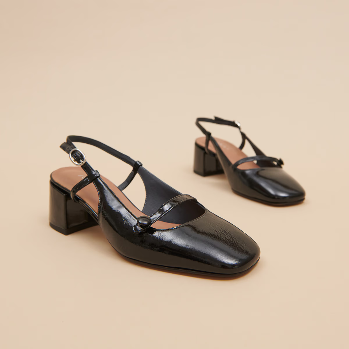 Slingbacks à talons et bouts carrés